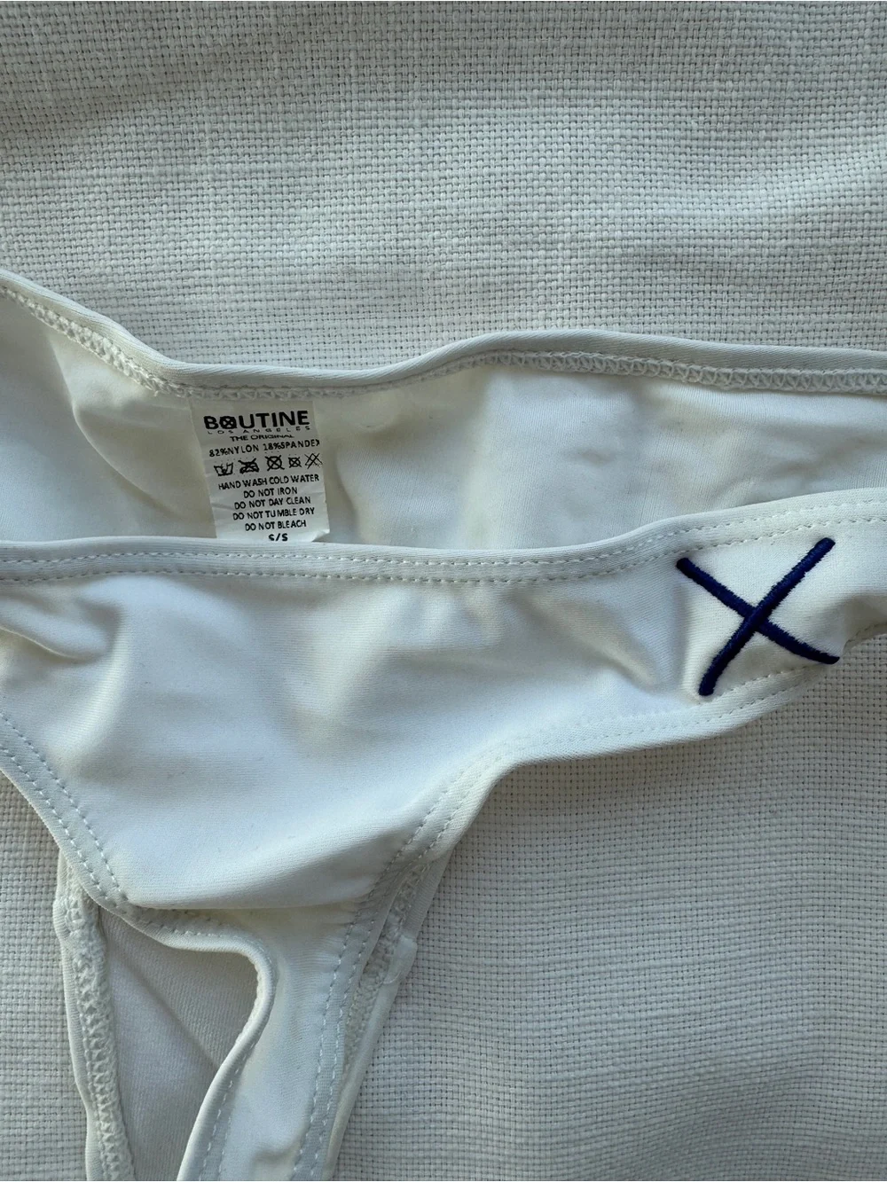 NEW White swimsuit Bikini Bottom with Navy X Accent size small